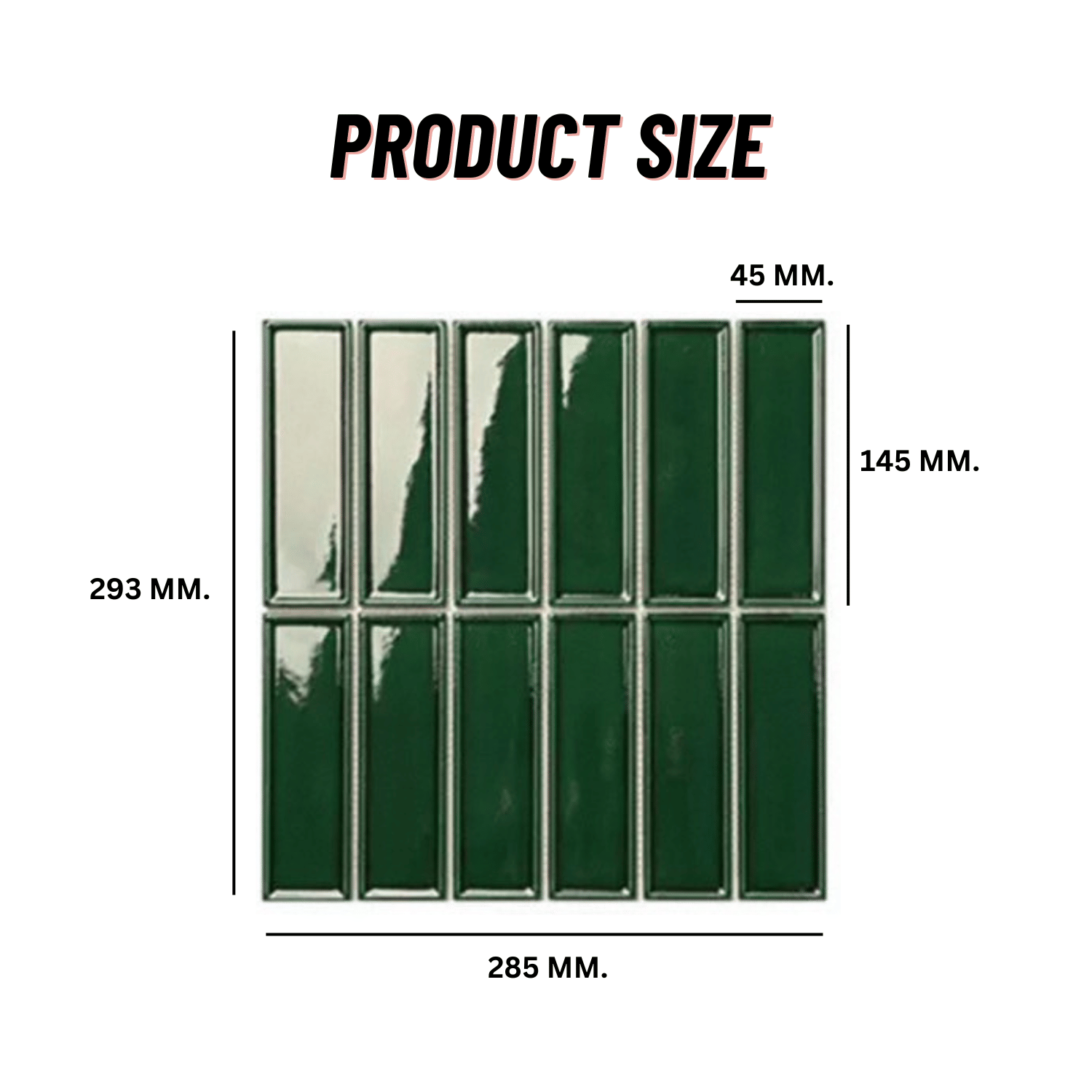 โมเสค TIMELESS TILES รุ่น BAR 29.3X28.5 ซม. สีเขียวเข้ม DARK GREEN ผิวเงา_1